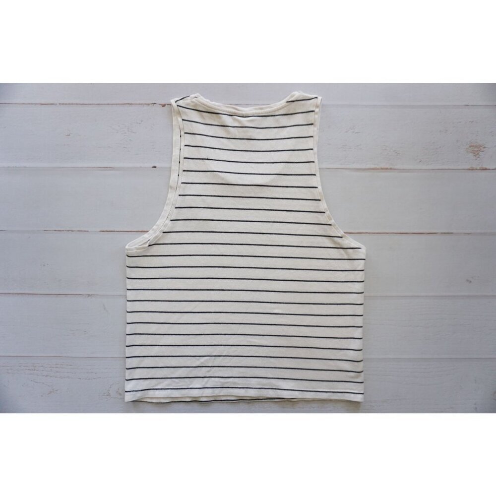 Zara Women's Black/White Striped Palm Tree Tank - Size M - Picture 4 of 4